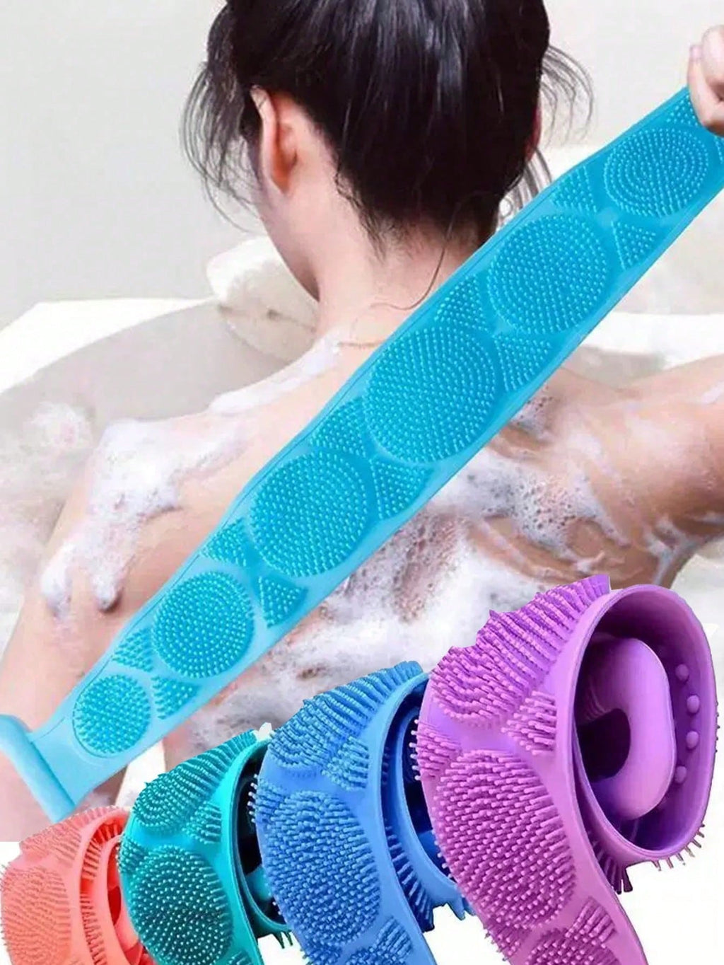 1pc Silicone Exfoliating Bath Brush, Non-Slip Handle, Reusable, Suitable For All Ages Men And Women. Easy To Hang And Clean, Perfect For Bathing, Spa Treatment And Daily Skincare.