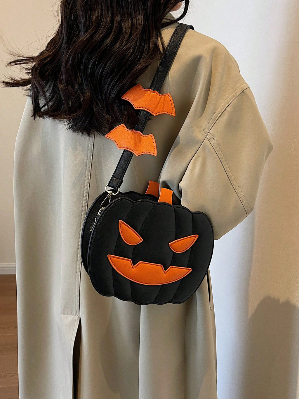 Funky Punk Style Steampunk Gothic Style Pumpkin Pattern Fashionable Crossbody Bag Pumpkin,Pink For Teen Girls, Women, College Students, Party Girls, Perfect For Gift, The Day Of The Dead,