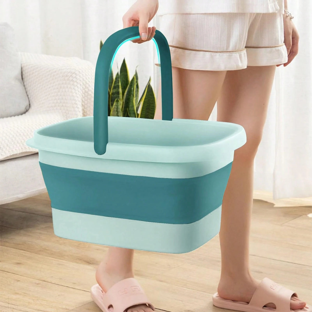 Collapsible Foot Bath Basin Foot Soak Tub, Foot Soaking Tub With Massage Acupoint For Feet Soaking, Pedicure Foot Spa, Multifunction Plastic Bucket With Handle, Home Spa Treatment Back To School