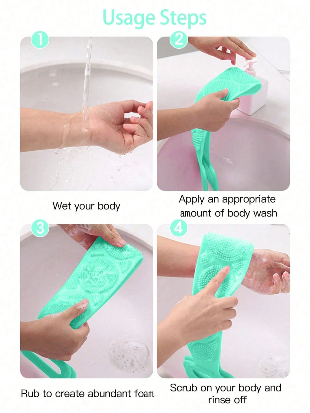 1pc Silicone Exfoliating Bath Brush, Non-Slip Handle, Reusable, Suitable For All Ages Men And Women. Easy To Hang And Clean, Perfect For Bathing, Spa Treatment And Daily Skincare.