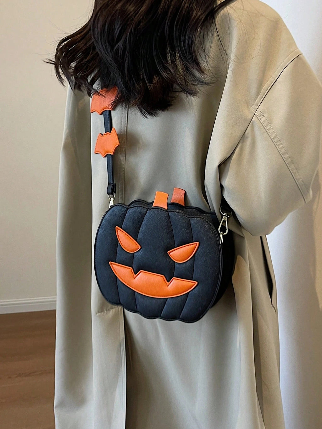 Funky Punk Style Steampunk Gothic Style Pumpkin Pattern Fashionable Crossbody Bag Pumpkin,Pink For Teen Girls, Women, College Students, Party Girls, Perfect For Gift, The Day Of The Dead,