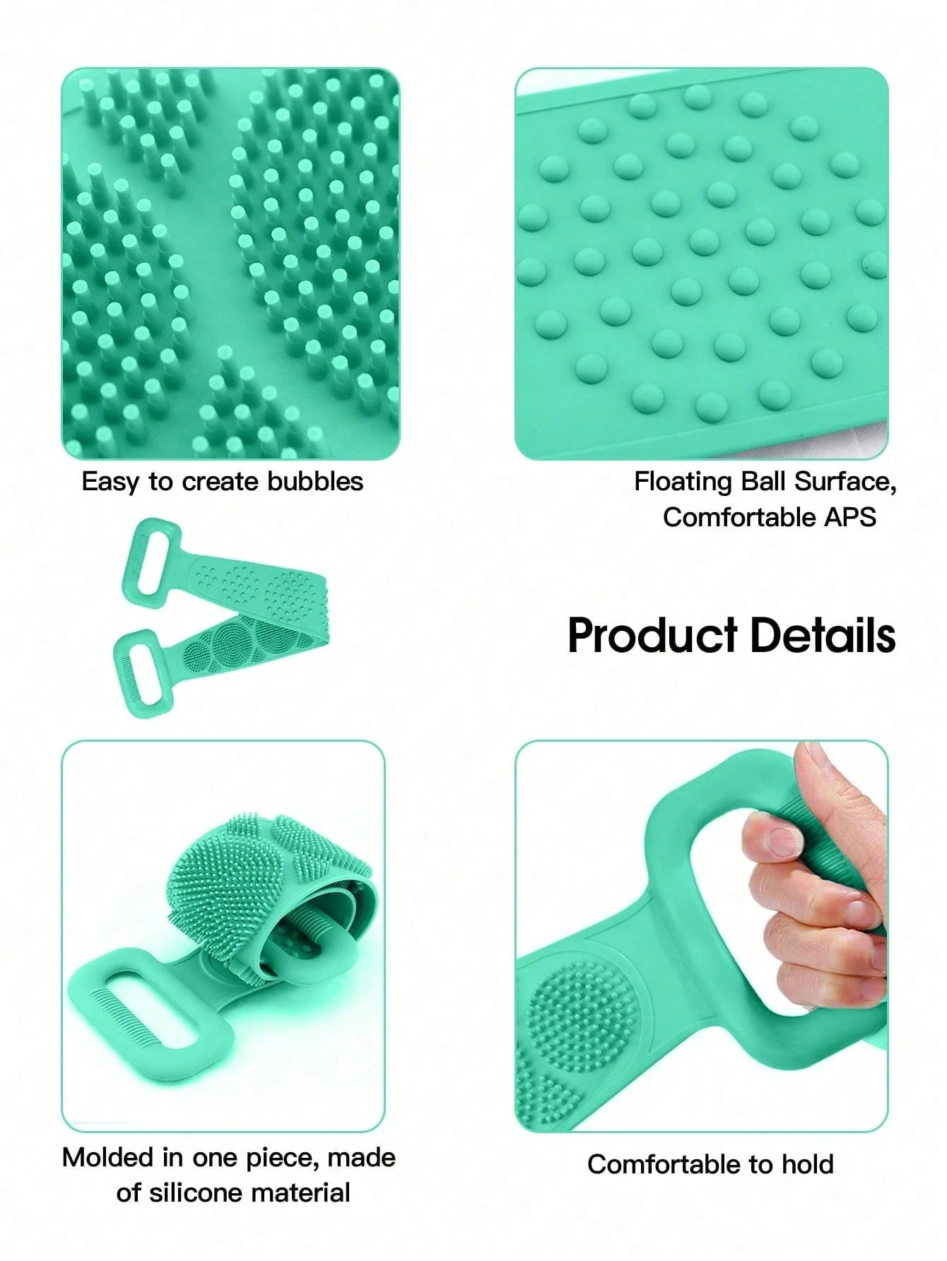 1pc Silicone Exfoliating Bath Brush, Non-Slip Handle, Reusable, Suitable For All Ages Men And Women. Easy To Hang And Clean, Perfect For Bathing, Spa Treatment And Daily Skincare.