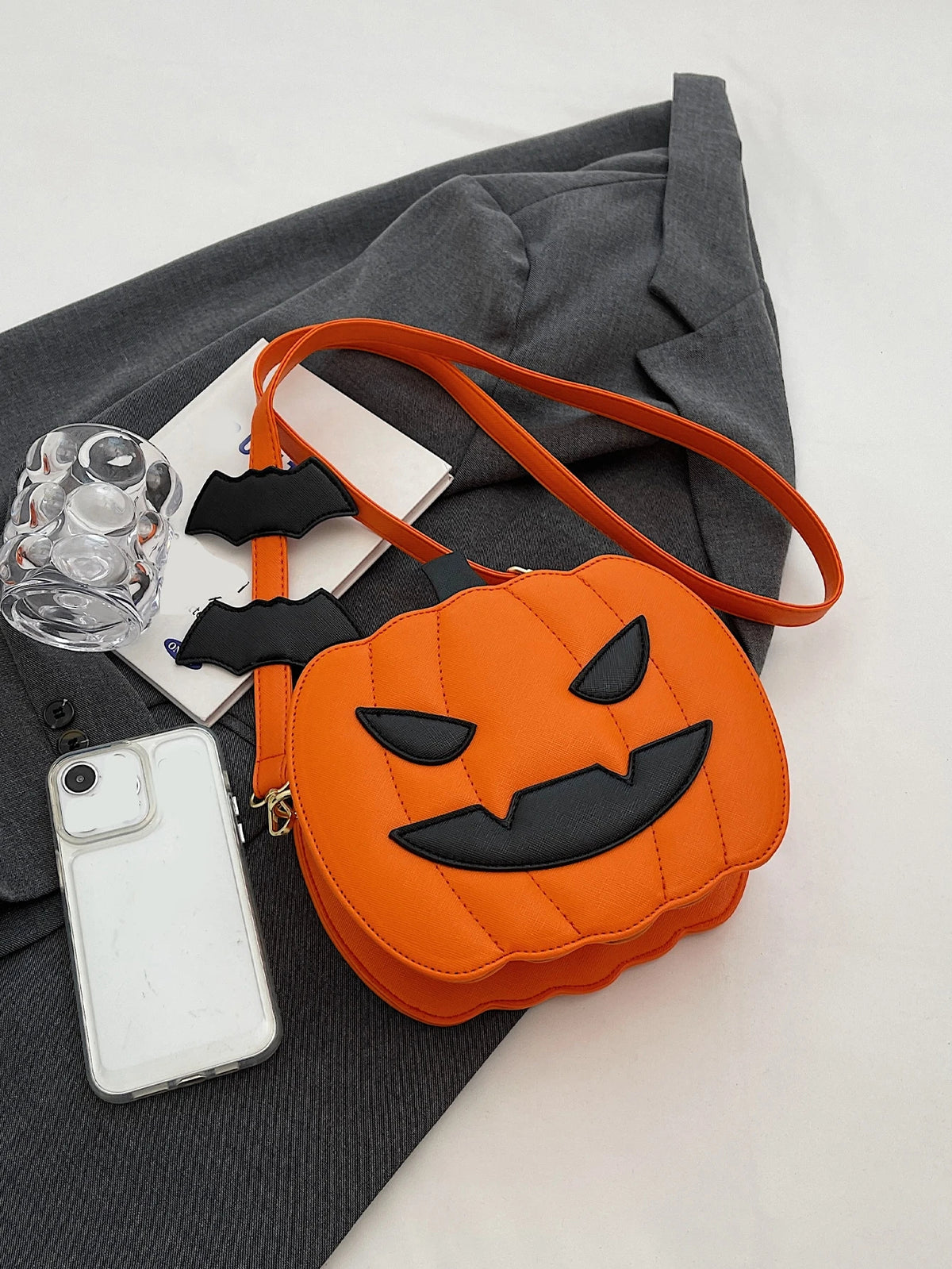 Funky Punk Style Steampunk Gothic Style Pumpkin Pattern Fashionable Crossbody Bag Pumpkin,Pink For Teen Girls, Women, College Students, Party Girls, Perfect For Gift, The Day Of The Dead,