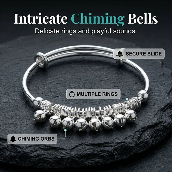 Adjustable Silver Bell Charm Bangle Bracelet